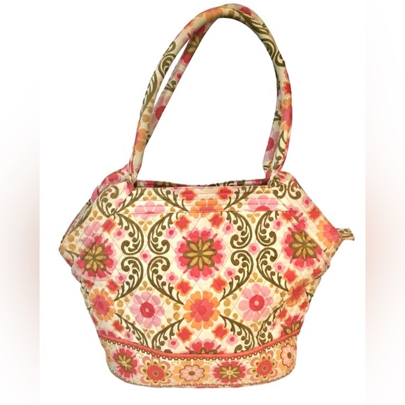 Vera Bradley Handbags - Vera Bradley Alice Folkloric Bag Pink Yellow Retired Quilted Purse